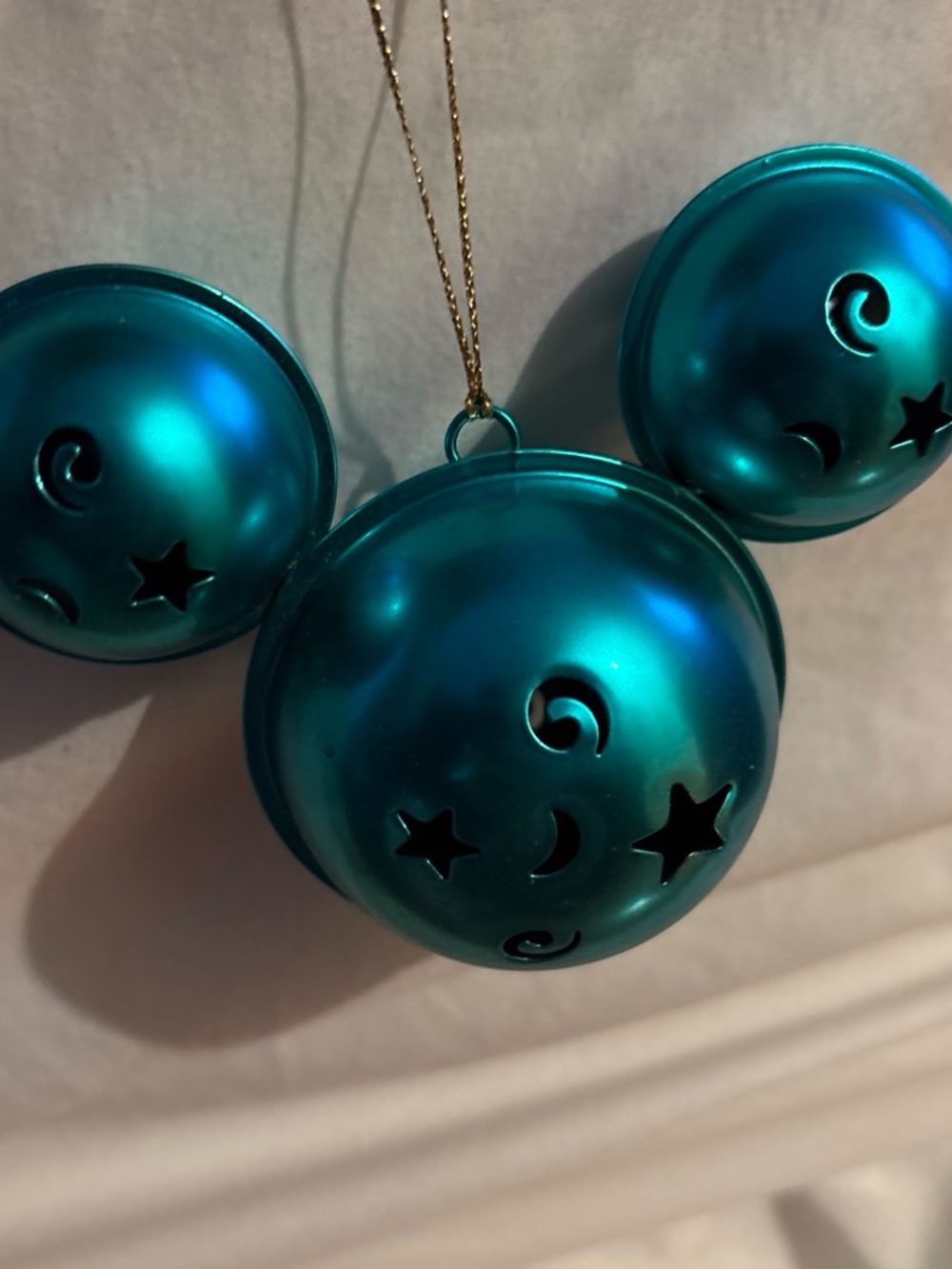 Disney Teal Metal Jingle Bell Ornament - Home Holiday Decoration